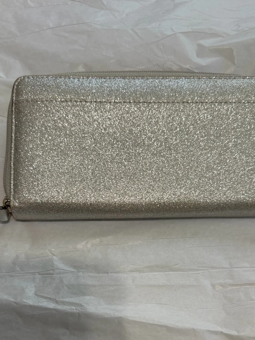 Kate Spade Glitter Zip-Around Wallet - Silver